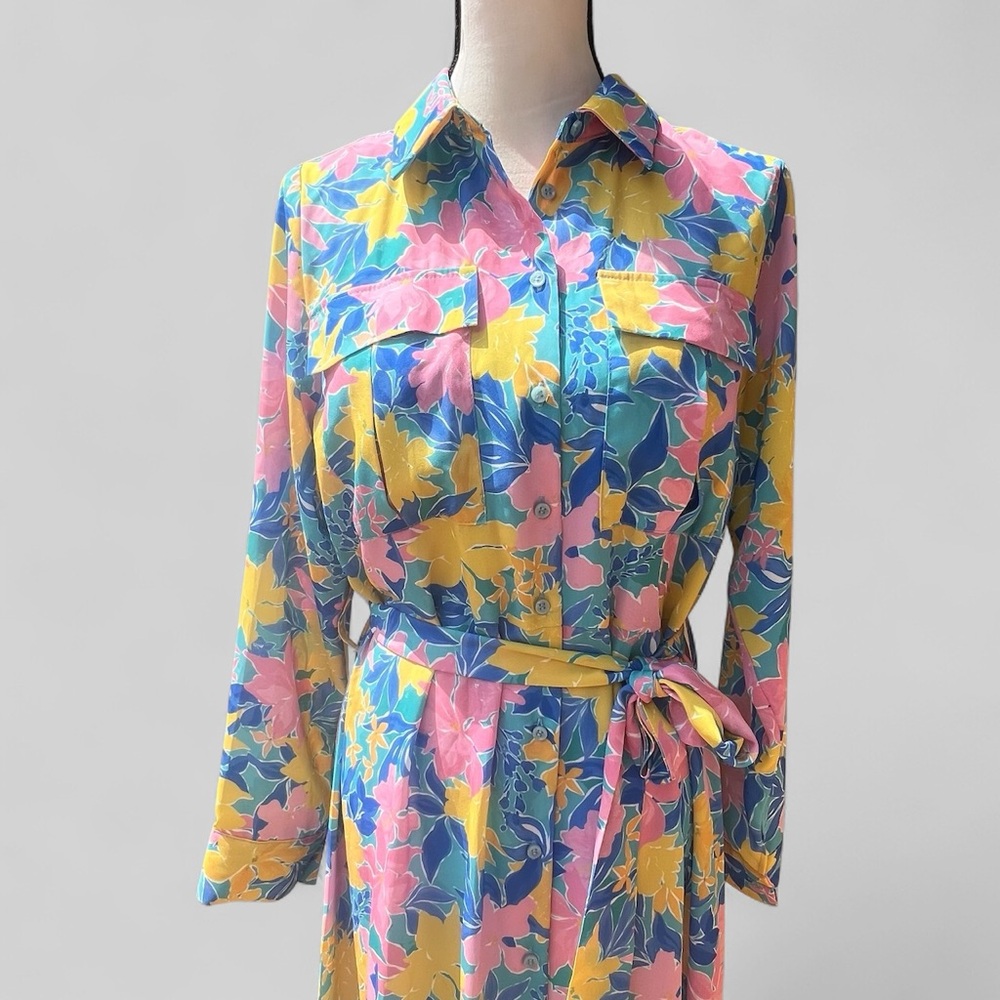 Nanette Lepore pink pastel long sleeve belted shirt dress - Picture 4 of 7